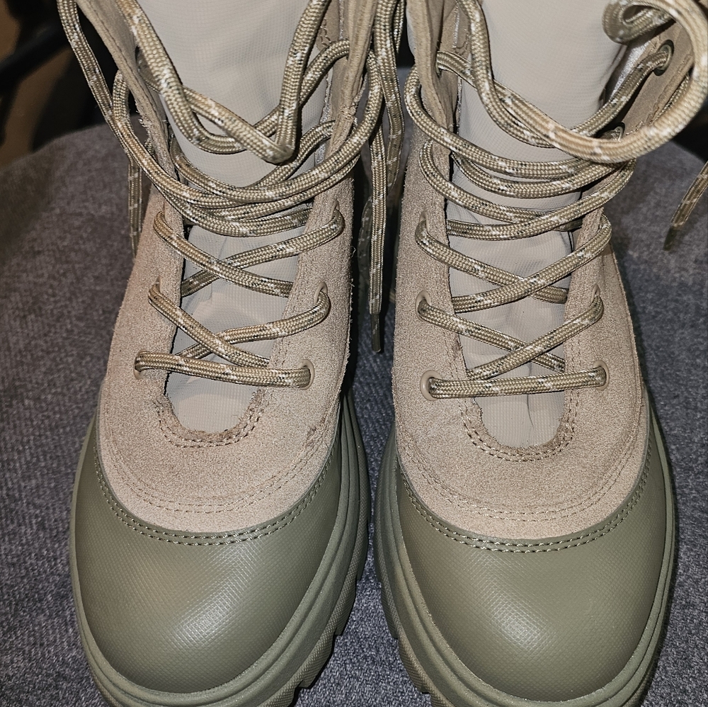 Koolaburra Olive and Tan Combat Boots